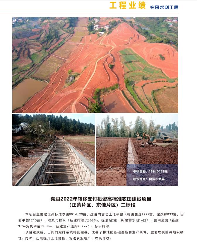 荣县2022年转移支付投资高标准农田建设项目 (正紫片区、东佳片区)二标段
