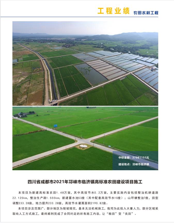 四川省成都市2021年邛崃市临济镇高标准农田建设项目施工